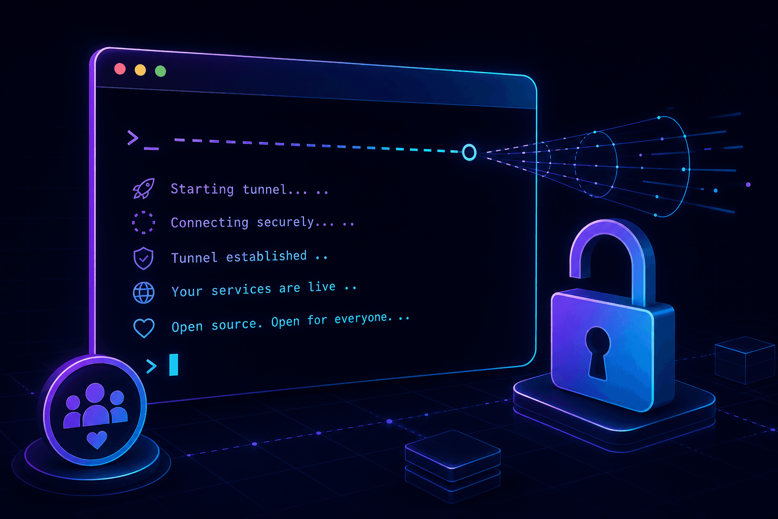 Терминал CLI с открытым исходным кодом, запускающий туннель localhost.